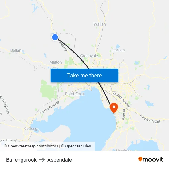 Bullengarook to Aspendale map