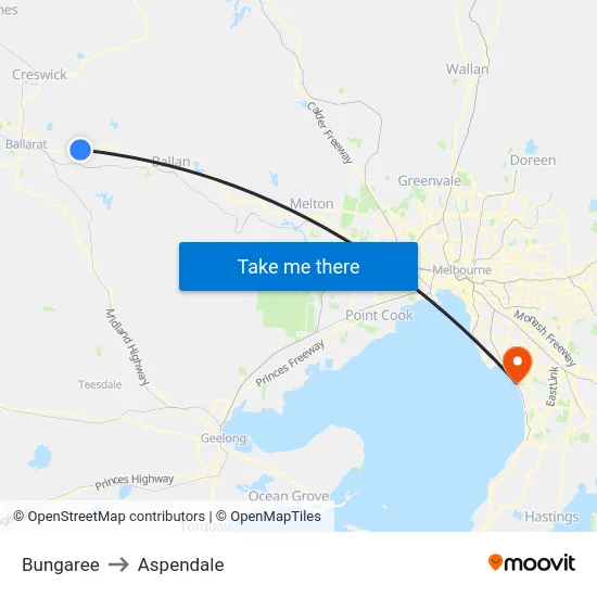 Bungaree to Aspendale map