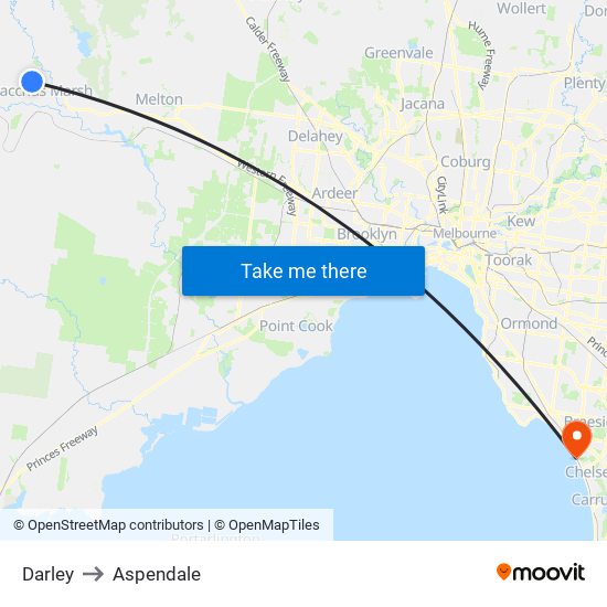 Darley to Aspendale map