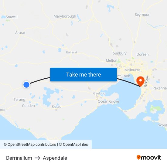 Derrinallum to Aspendale map