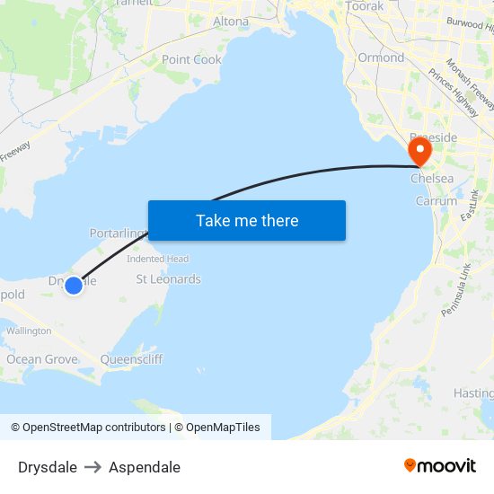 Drysdale to Aspendale map