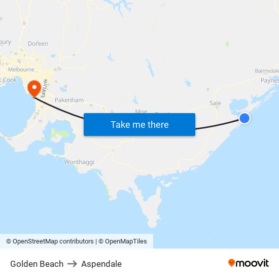 Golden Beach to Aspendale map