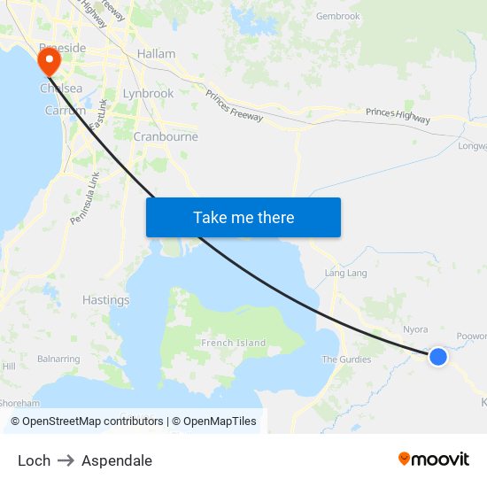 Loch to Aspendale map