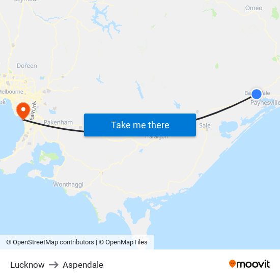 Lucknow to Aspendale map