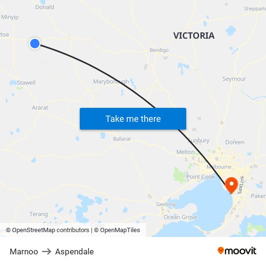 Marnoo to Aspendale map
