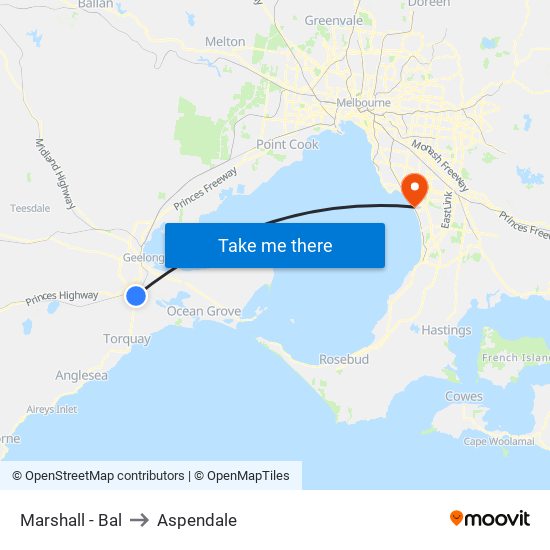 Marshall - Bal to Aspendale map