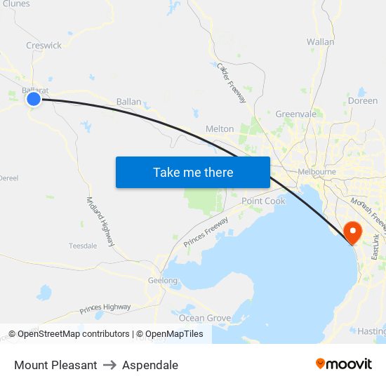 Mount Pleasant to Aspendale map