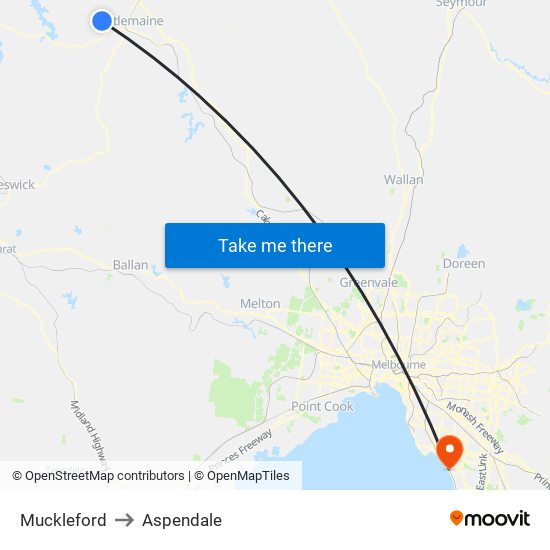 Muckleford to Aspendale map