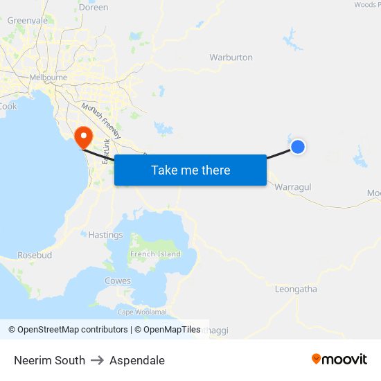 Neerim South to Aspendale map