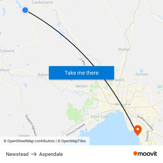 Newstead to Aspendale map