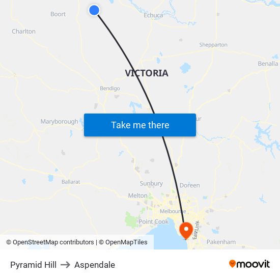 Pyramid Hill to Aspendale map