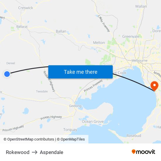 Rokewood to Aspendale map