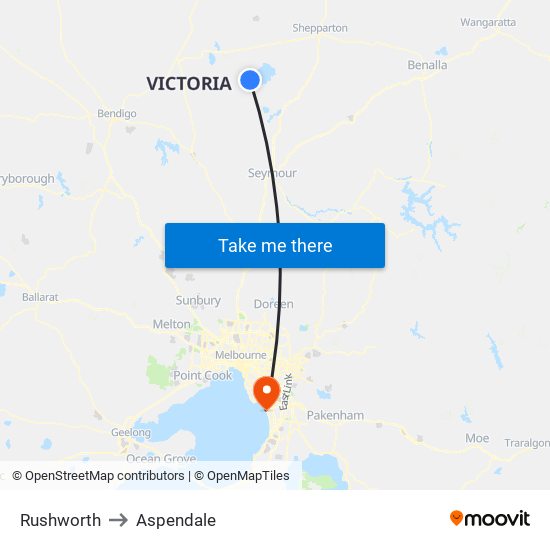 Rushworth to Aspendale map