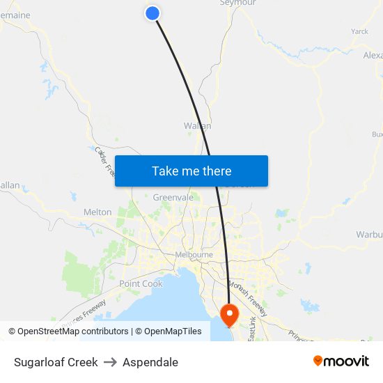 Sugarloaf Creek to Aspendale map