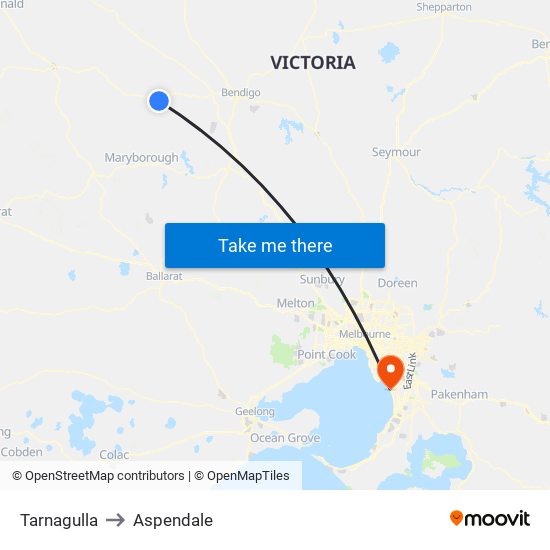 Tarnagulla to Aspendale map