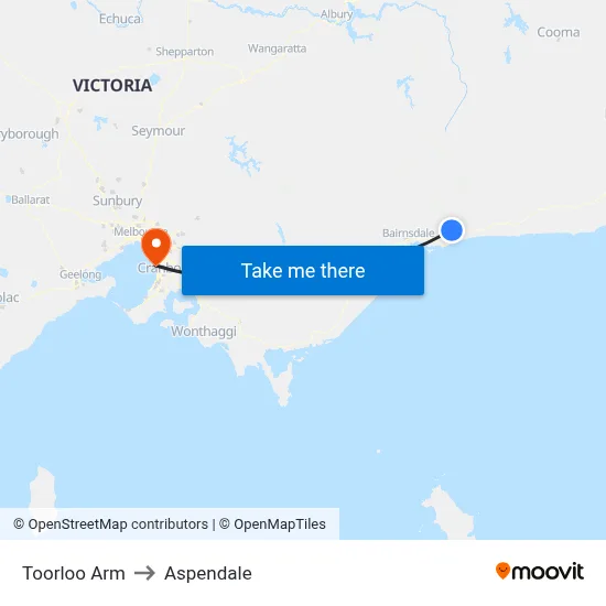 Toorloo Arm to Aspendale map