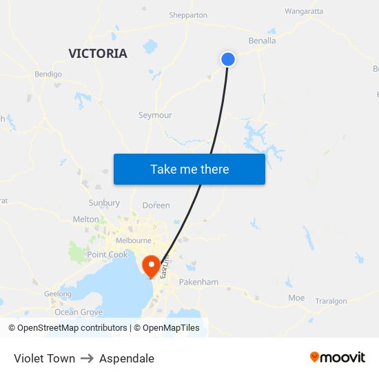 Violet Town to Aspendale map