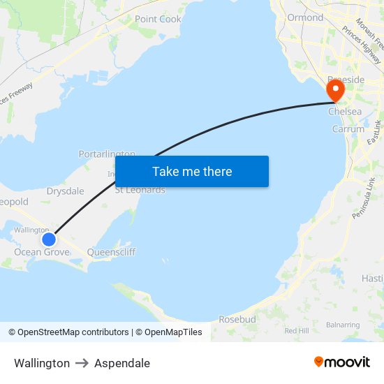 Wallington to Aspendale map