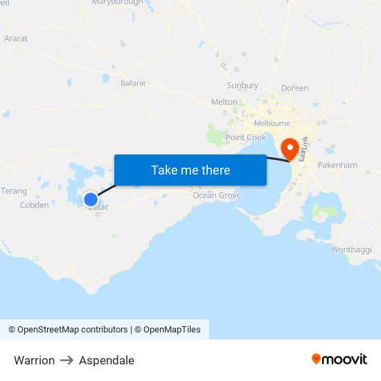 Warrion to Aspendale map