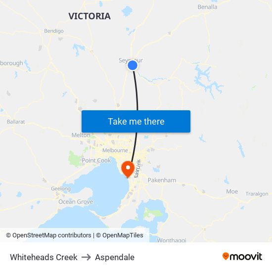 Whiteheads Creek to Aspendale map