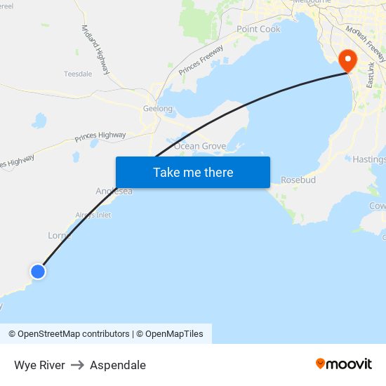 Wye River to Aspendale map