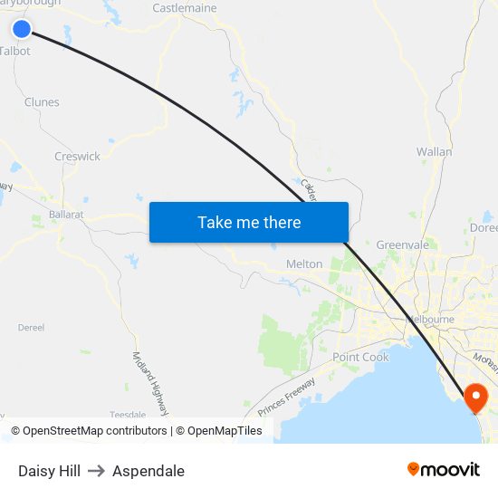 Daisy Hill to Aspendale map