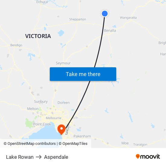 Lake Rowan to Aspendale map