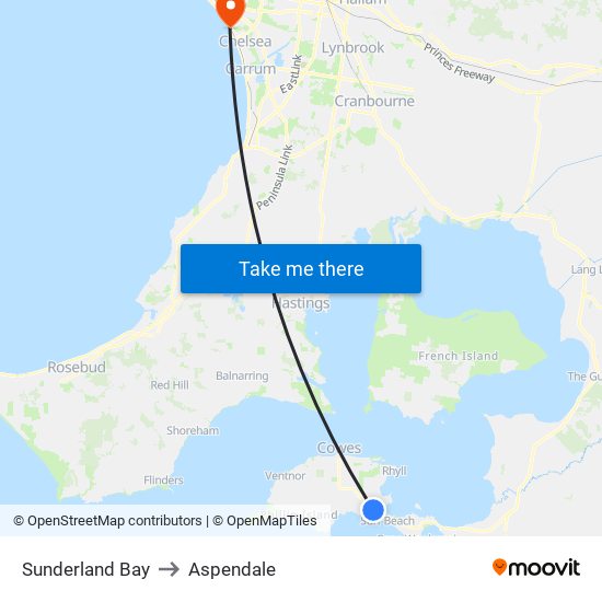 Sunderland Bay to Aspendale map