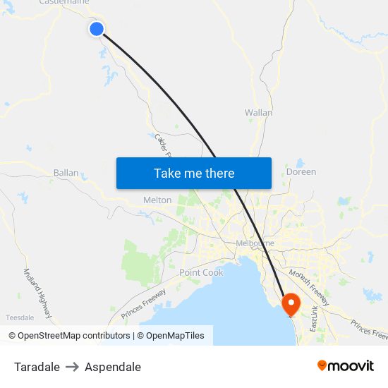 Taradale to Aspendale map