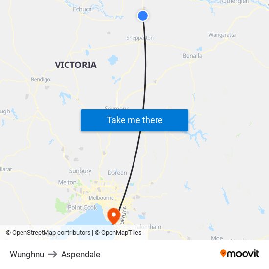 Wunghnu to Aspendale map