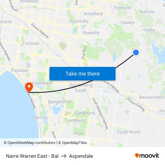 Narre Warren East - Bal to Aspendale map
