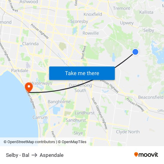 Selby - Bal to Aspendale map