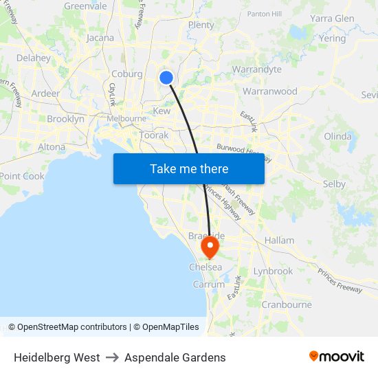 Heidelberg West to Aspendale Gardens map