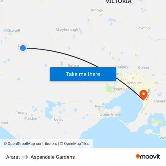 Ararat to Aspendale Gardens map