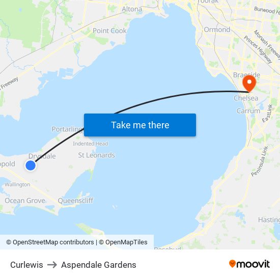 Curlewis to Aspendale Gardens map