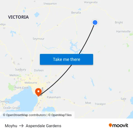 Moyhu to Aspendale Gardens map