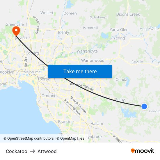 Cockatoo to Attwood map