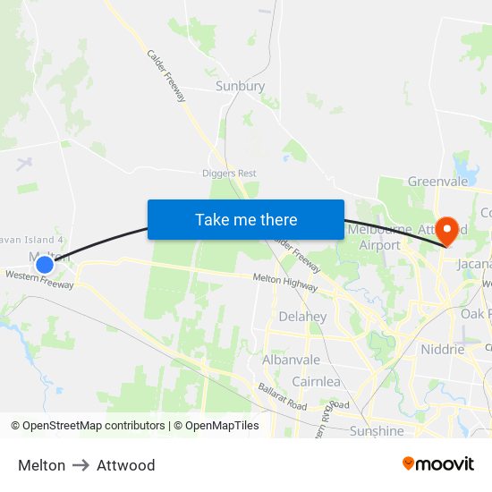 Melton to Attwood map