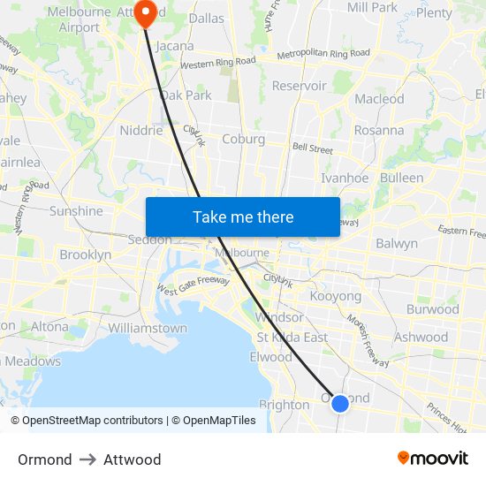 Ormond to Attwood map