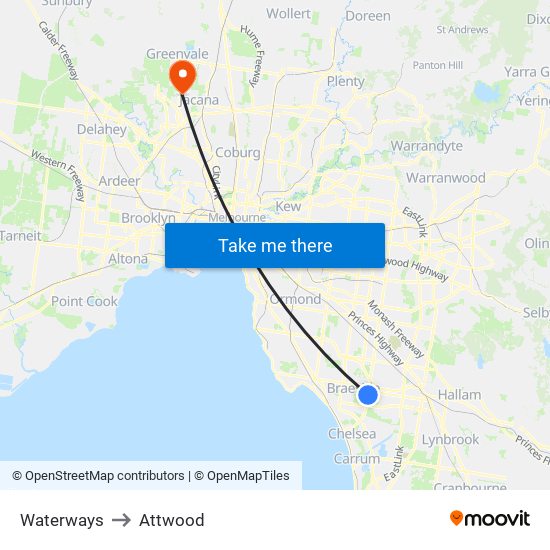 Waterways to Attwood map