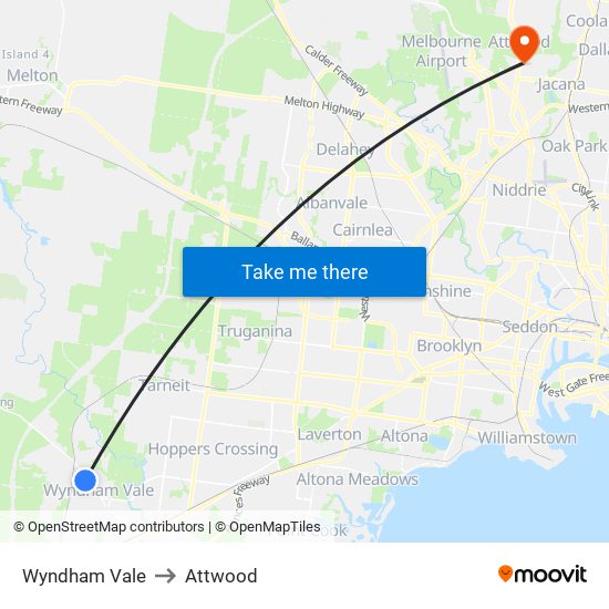 Wyndham Vale to Attwood map