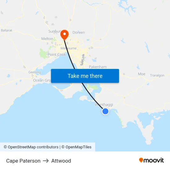 Cape Paterson to Attwood map