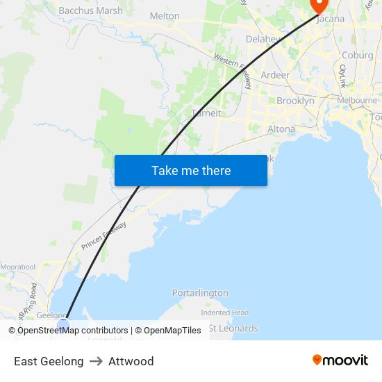 East Geelong to Attwood map