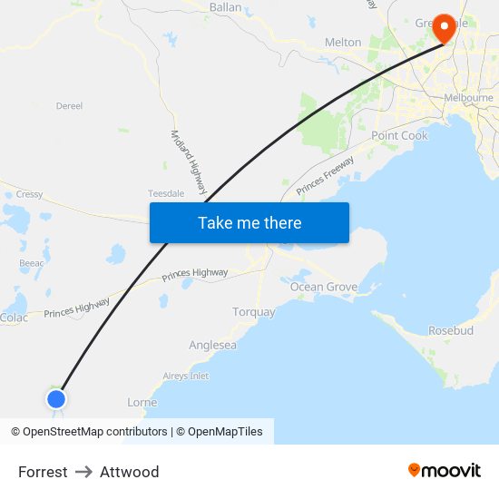 Forrest to Attwood map