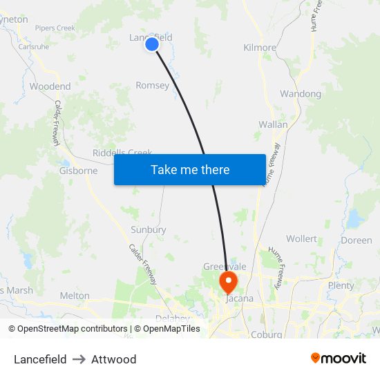 Lancefield to Attwood map