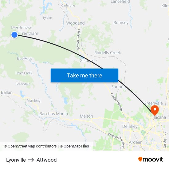 Lyonville to Attwood map