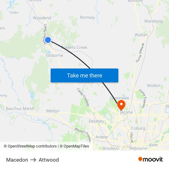 Macedon to Attwood map