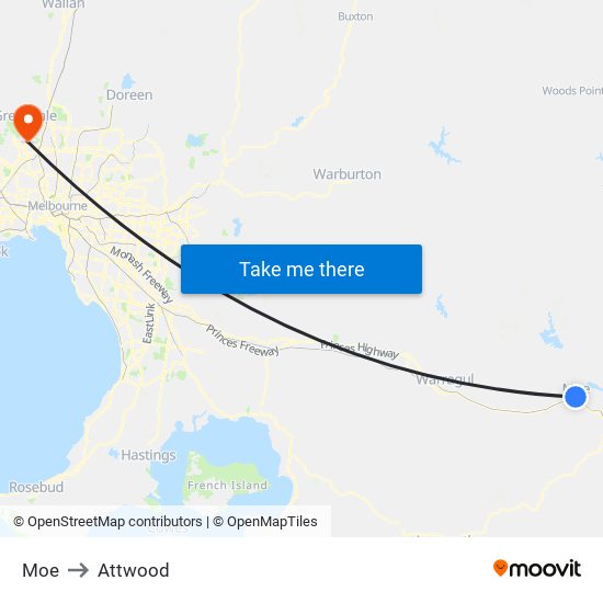 Moe to Attwood map