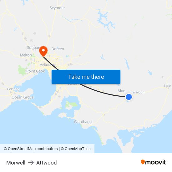 Morwell to Attwood map