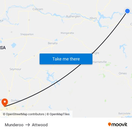 Munderoo to Attwood map